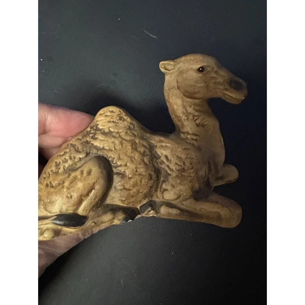 Vintage Fur Camel Figurine with Blanket & Brass Chain – Handcrafted Animal Decor